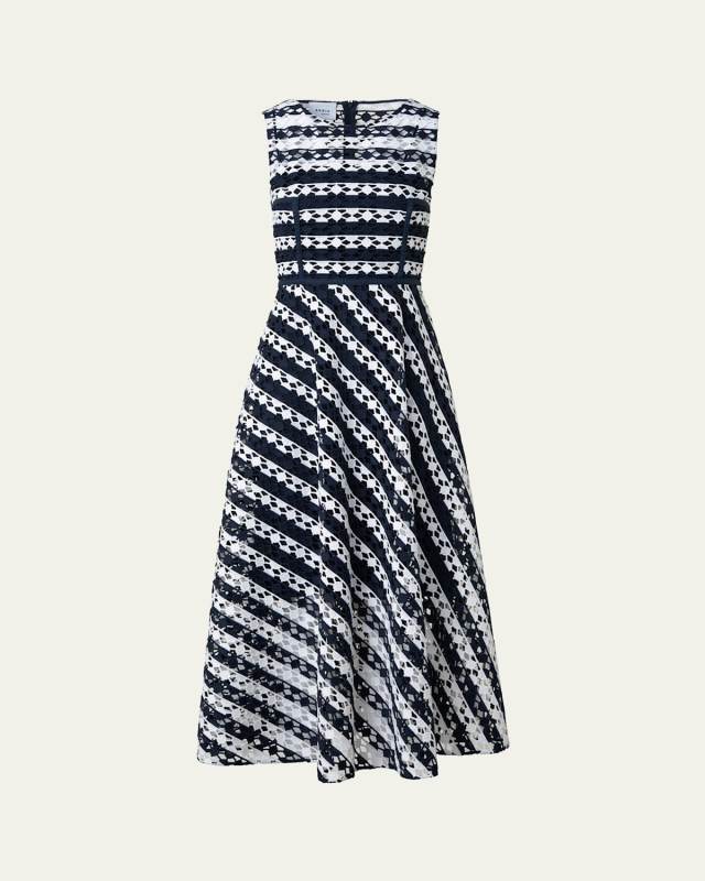 Dot Cut-Out Guipure Fit-Flare Midi Dress